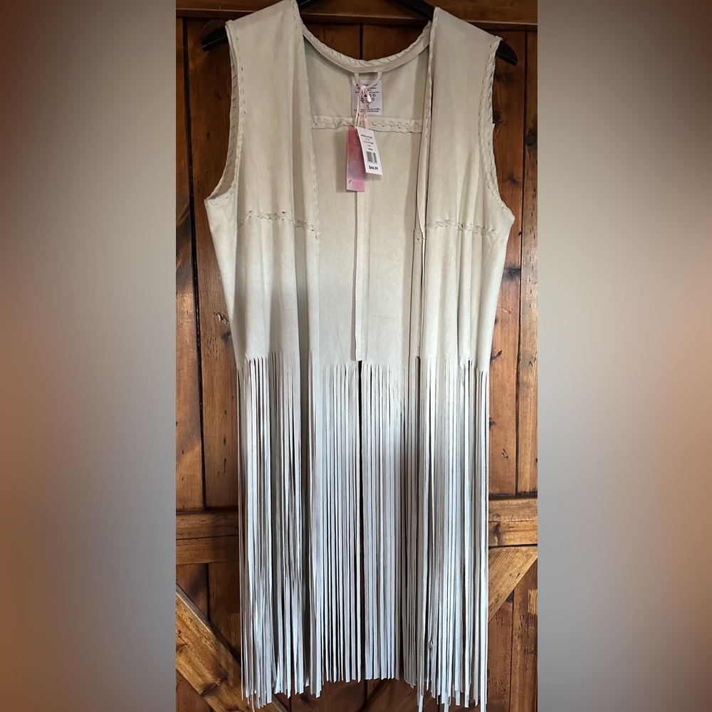 Cream Fringe Vest